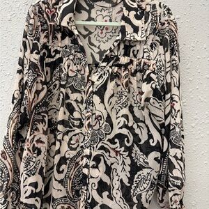 Zara Black and White Patterned Blouse